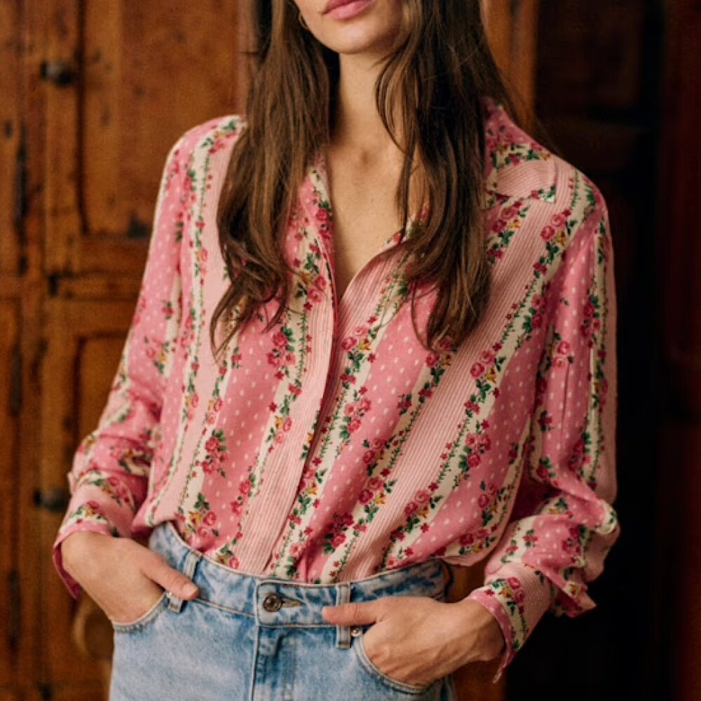 ISO - Sezane Annie Shirt in English Flowers, Size 10 or 12